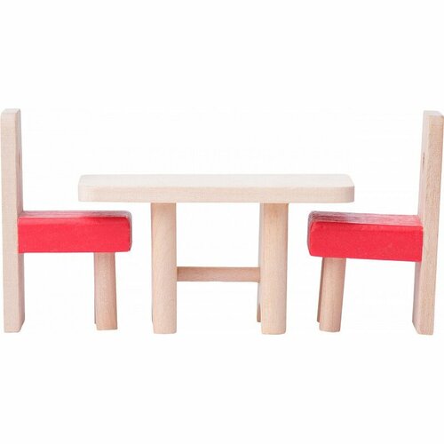Woody Zweistöckiges Puppenhaus mit Balkon und Zubehör, 55 x 26 x 51,5 cm