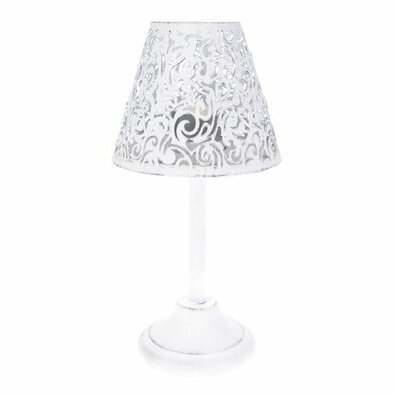 Kovový svícen se stínidlem Bella, 12 x 24 x 12 cm,bílá