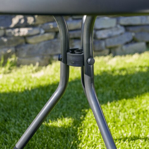 Garten Beistelltisch, schwarzer Stahl/gehärtetes Glas, HABIR
