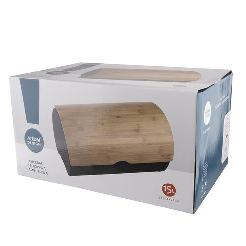 Altom Kruhnik z bambusovim pokrovom 37,7 x 24,3 x20,4 cm, črn