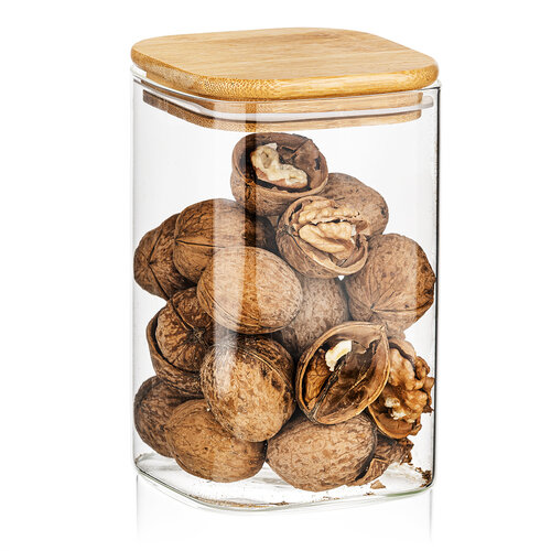4Home Steklena posoda za živila z pokrovom Bamboo,950 ml