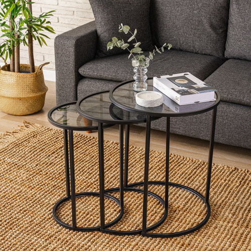 Beistelltisch Alya Black, 3 Stück