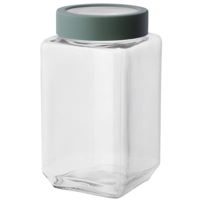 Altom Skleněná hranatá dóza s víkem 1 l, zelená