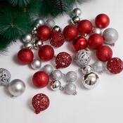 4Home Sada vianočných ozdôb Noel 100 ks, strieborná a červená