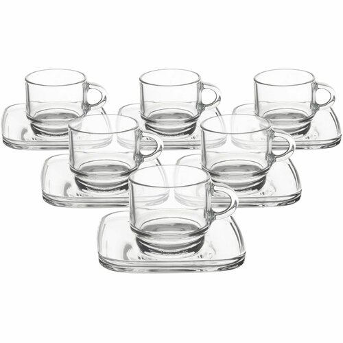Orion Set de căni din sticlă cu farfurioară Cozy 6bucăți, 0,091 ml