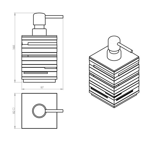 Distribuitor de săpun GEDY QU8114 Quadrotto, negru