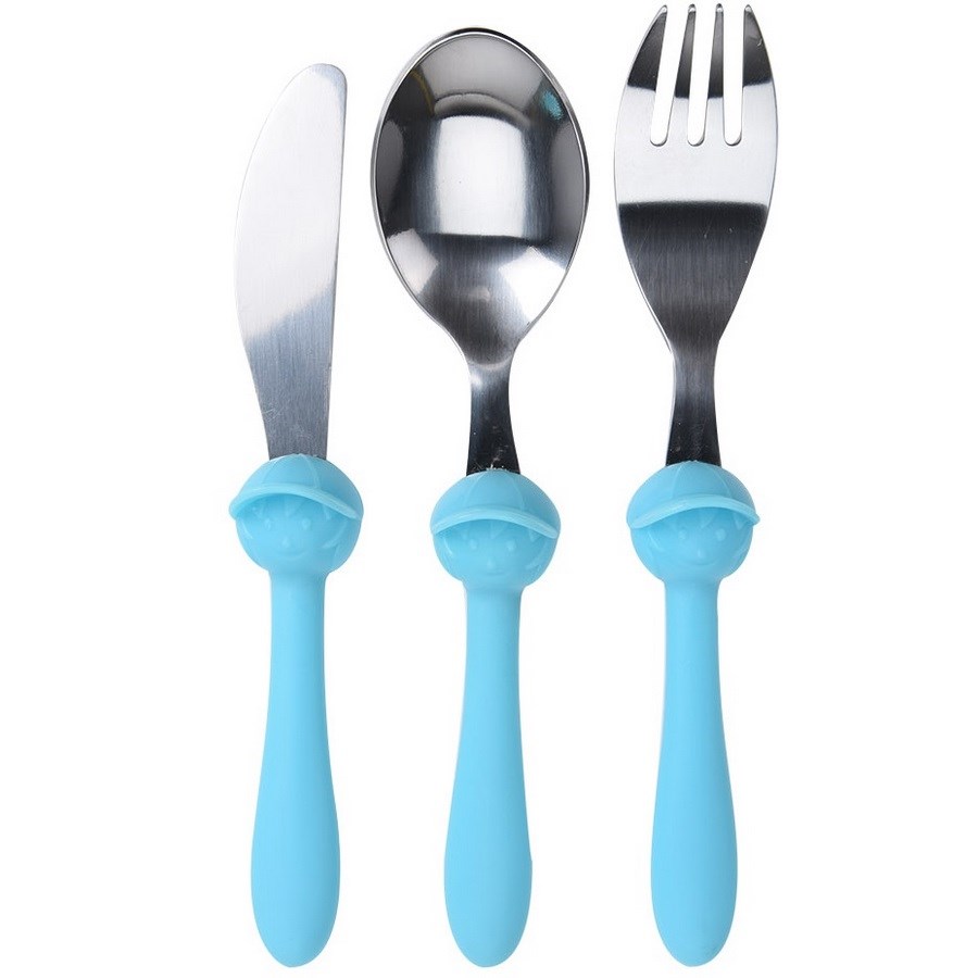 Detský príbor Buddy, modrá, 3 ks