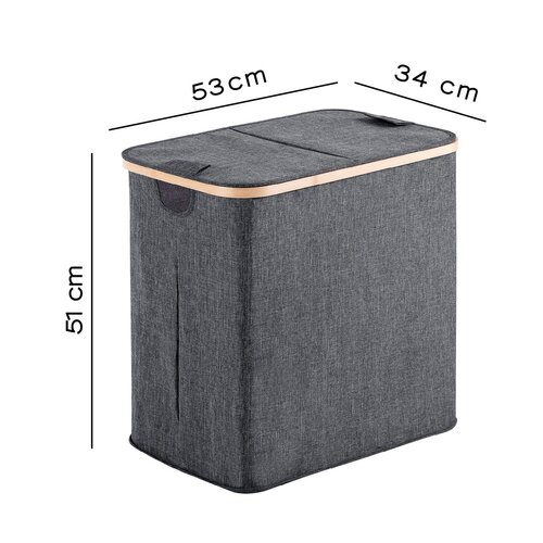 GEDY 133808 Yoshi coș pentru rufe 53 x 51 x 34 cm,bambus, gri