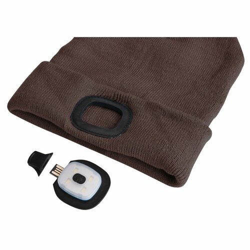 Sixtol Шапка з ліхтарем 45 лм, USB, уні, коричнева