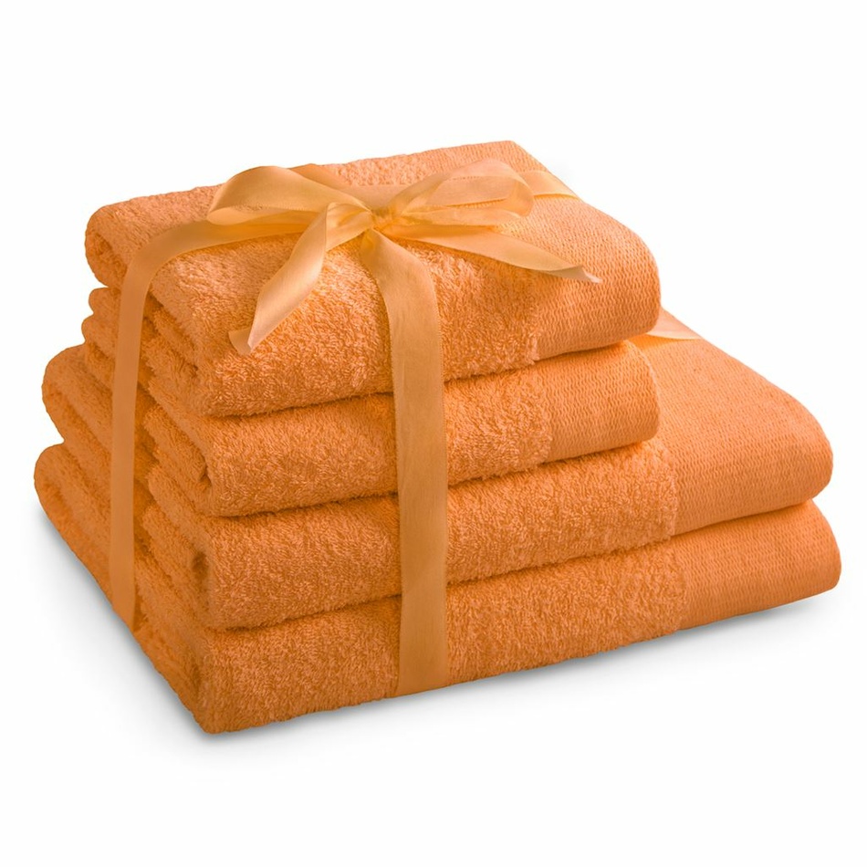 Levně AmeliaHome Sada ručníků a osušek Amari oranžová, 2 ks 50 x 100 cm, 2 ks 70 x 140 cm