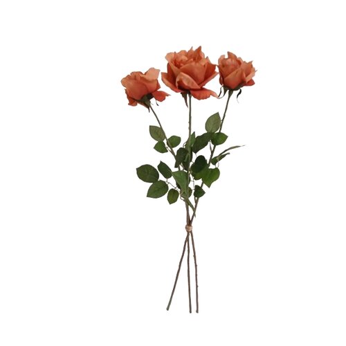 Levně Umělá květina Růže oranžová, 74 cm, 3 ks