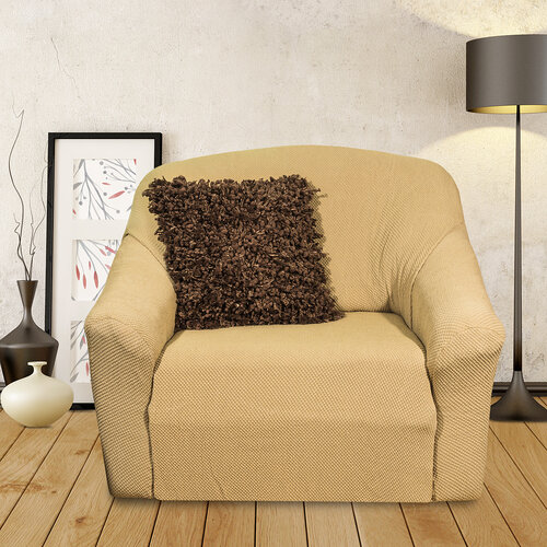 4Home Pokrowiec multielastyczny na fotel, beżowy Elegant, 70 - 110 cm