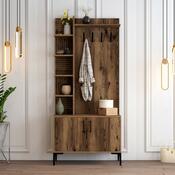 Wieszak z szafką na buty i półkami Viyana Walnut