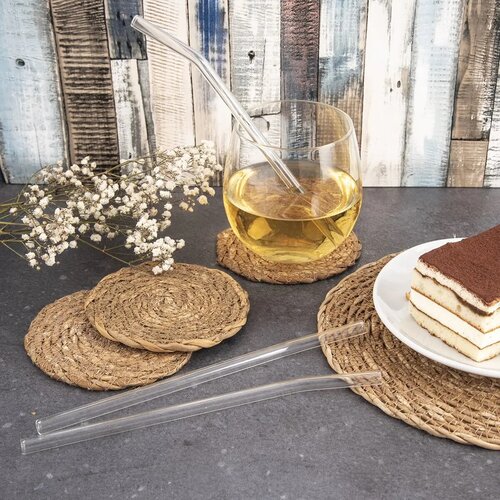 Orion Set of glass drinking straws with brush, 4pcs