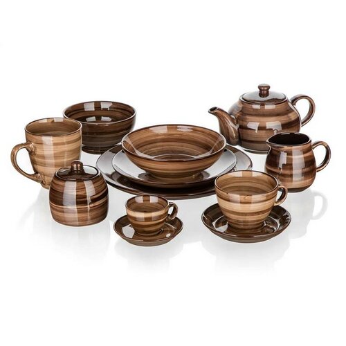 Banquet 6-częściowy zestaw kubków ceramicznych PALAS, 400 ml, brązowy