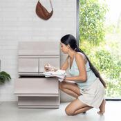 Modulare Aufbewahrungsbox Wave twin Wood mit Rollen, 54,6 x 43,4 x 22 cm