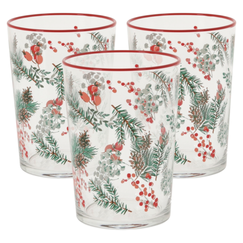 Set 3 pahare de Crăciun Vâsc, 510 ml