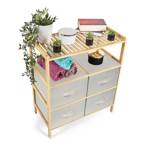 Raftier din bambus cu coșuri G21, 3 etajere, bej