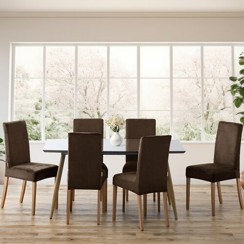 Restilo Napinac za stol Sento temno rjava, 48 x 48x 58 + 10 cm, komplet 6 kosov