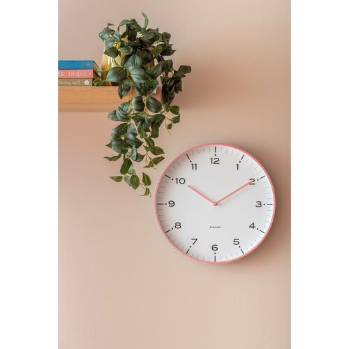 Karlsson 6011PI designové nástěnné hodiny růžová, pr. 40 cm