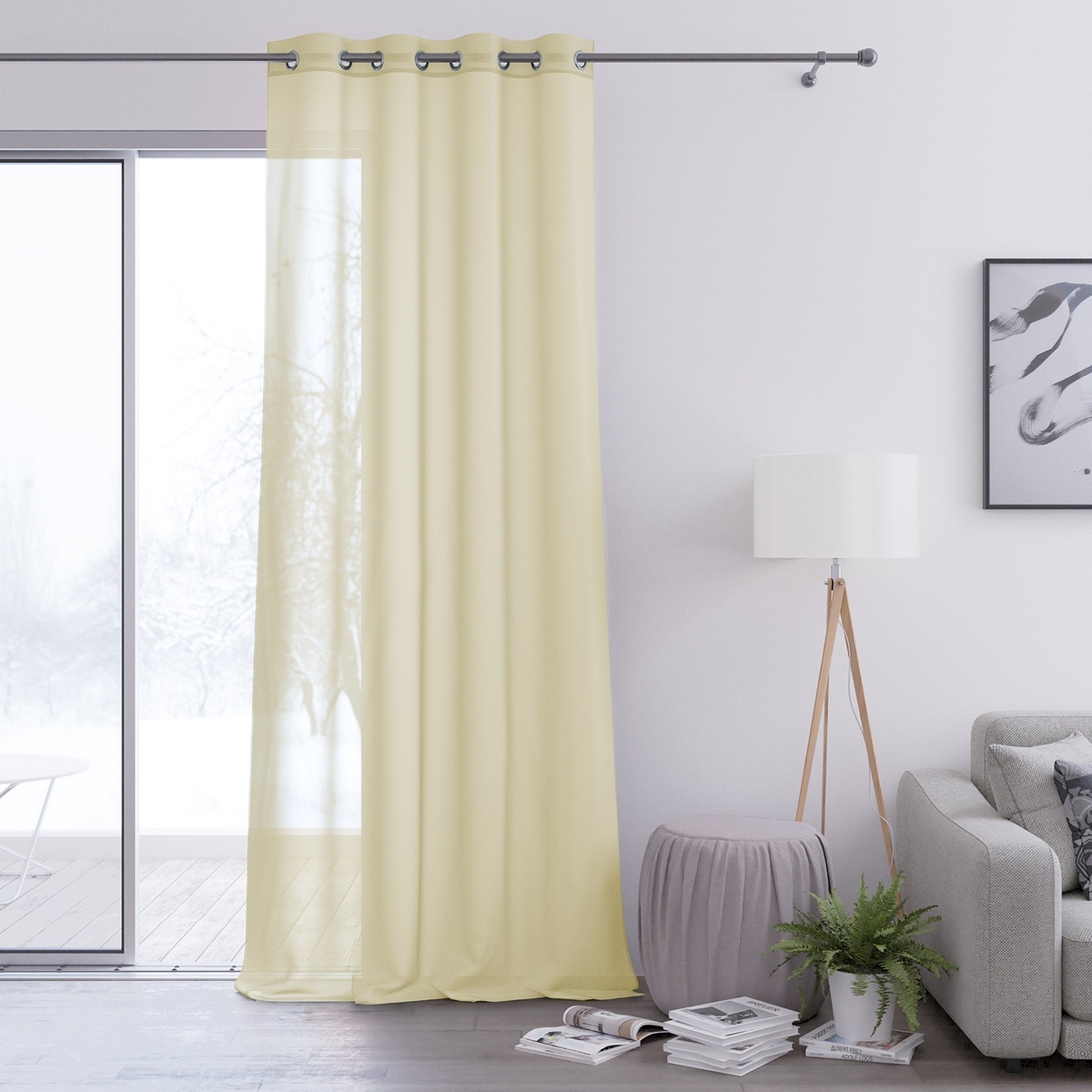 AmeliaHome Voile Eyelets függöny, ekrü, 140 x 250 cm