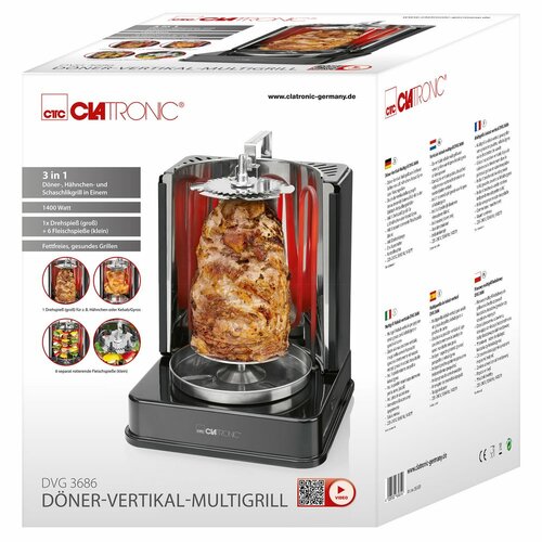 Clatronic DVG 3686 vertikaler Grillschwarz,