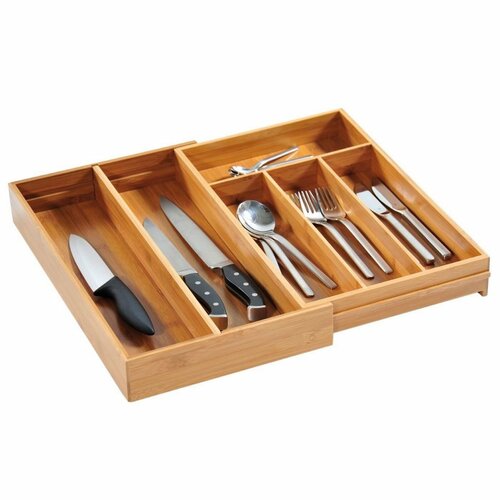 Kesper 58186 Ruchomy organizer na sztućce, bambus, 4/6 przegródek