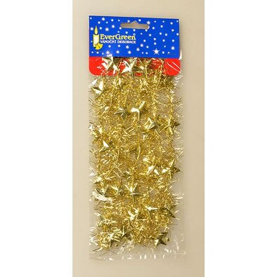 Vánoční řetěz s hvězdami zlatá, 180 cm