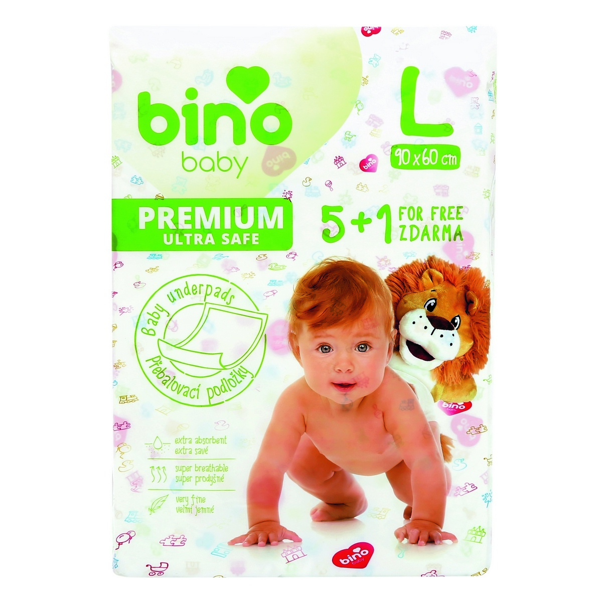 Obrázok Bino Baby Prebaľovacia podložka Premium L 6 ks, 90 x 60 cm