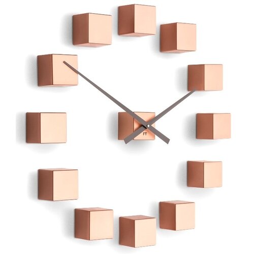 Future Time FT3000CO Cubic copper Dizajnové samolepiace hodiny, pr. 50 cm