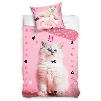 BedTex Bavlnené obliečky Mačička Princezná, 140 x 200 cm, 70 x 90 cm