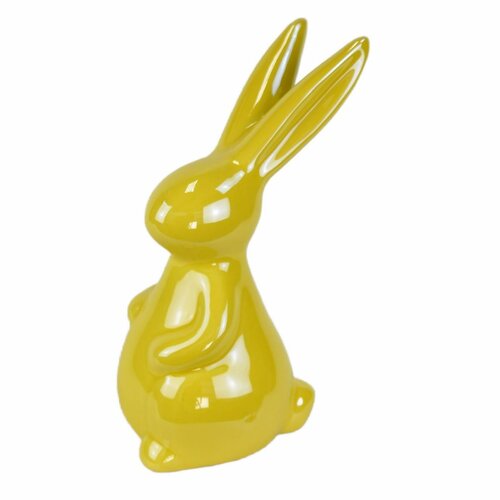 Velikonoční dekorace Žlutý zajíc, keramika, 8,3 x14,3 x 6 cm