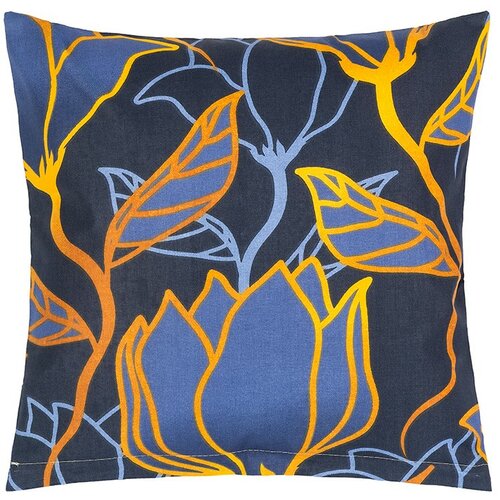Bellatex Kissenbezug Blume dunkelblau, 40 x 40 cm