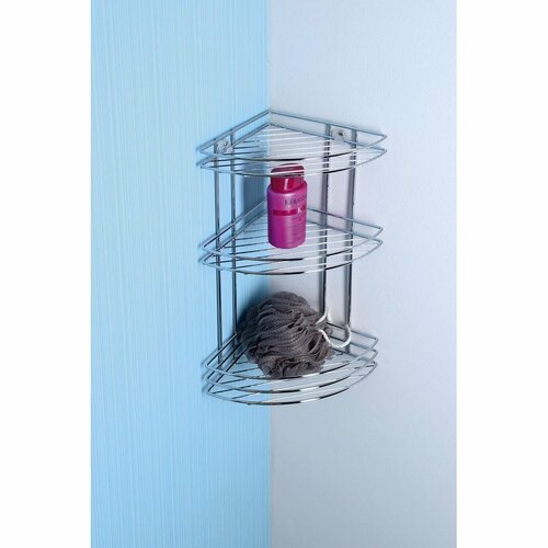 AQUALINE 37015 Chrom line Eckdrahtregal dreifach, silber