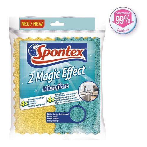 Obrázok SPONTEX 2 Magic Effect Microfibre 20,5 × 22 cm (2 ks) (3384127000400)