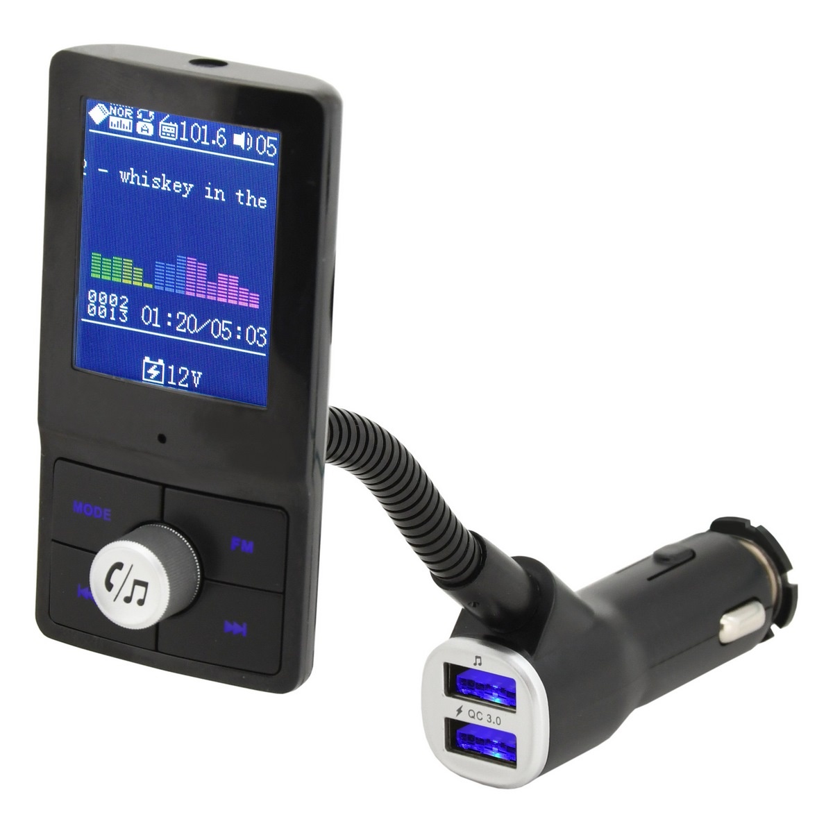 Obrázok Hands free FM transmitter LCD COLOR (8591686077223)