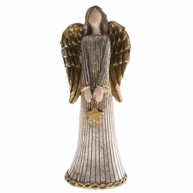 Dekoracja świąteczna Anioł z gwiazdą, 15 cm, polyresin