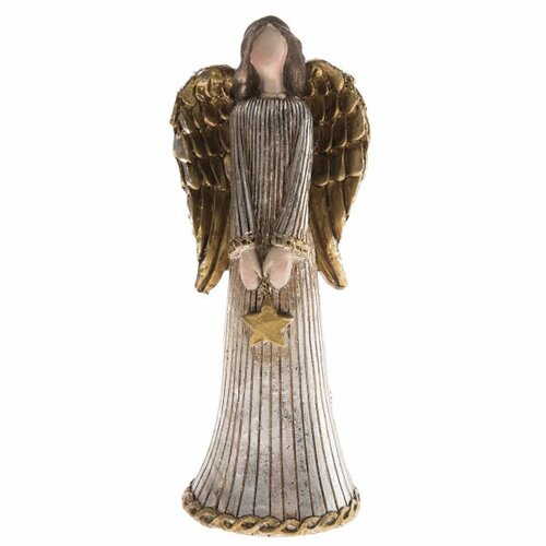 Dekoracja świąteczna Anioł z gwiazdą, 15 cm, polyresin