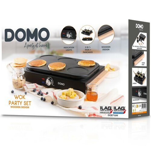 DOMO DO8716W elektrický lívanečník s wok pánvemi