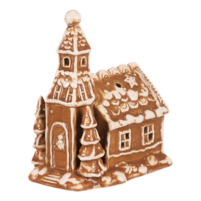 Sfeșnic Biserica din turtă dulce, ceramică, 16 cm