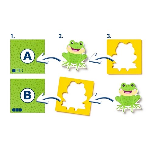 Woody Puzzle ze zwierzętami, kształty-kolory