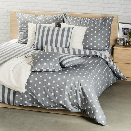 4Home Kopfkissenbezug Sterne, grau, 40 x 40 cm, Set 2 St.