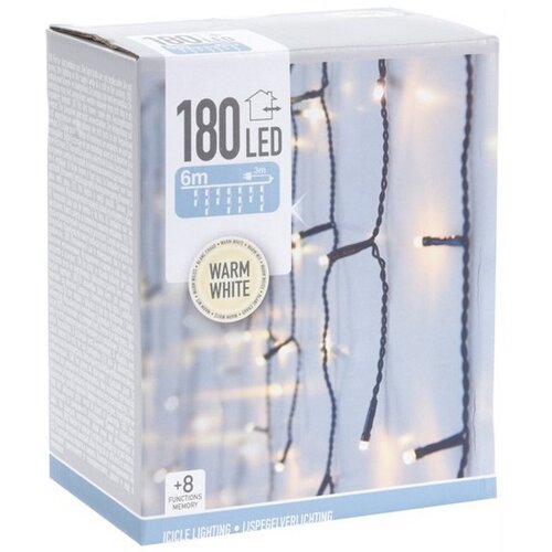 Draperie luminoasă de Crăciun, 180 LED-uri, IP44, 6 m, alb cald