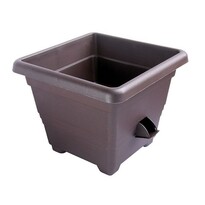 Jardinieră cu auto-irigare Plastia Bergamot 40 x 40 cm, maro