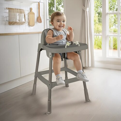 Dolu Detská jedálenská stolička s pultom, sivá, 91x 63 x 55 cm