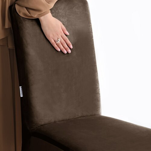 Spannbezug für Stuhl Restilo Sento Dunkelbraun, 48 x 48 x 58 + 10 cm, 4er-Set