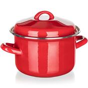 Oală emailată cu capac Banquet Milton roșu , 16cm, 2 l