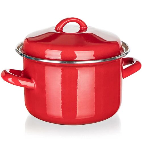 Banquet Emailed pot with lid Milton red, 16 cm, 2l