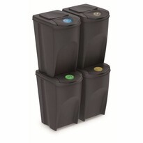 Sortierter Abfallbehälter Sortibox 35 L, 4 Stück, grau