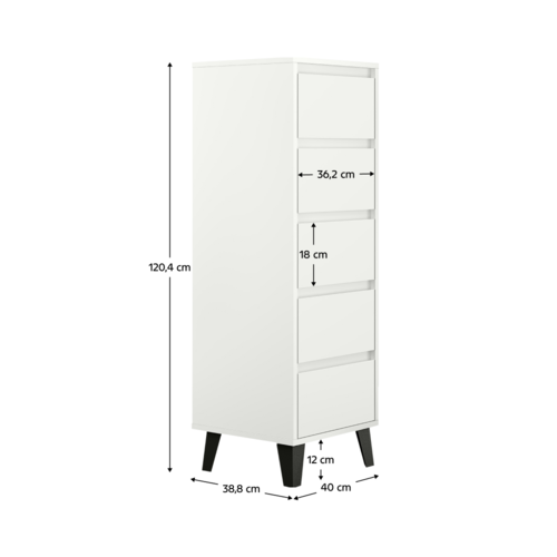 Comoda BOGAN 5S40, albă